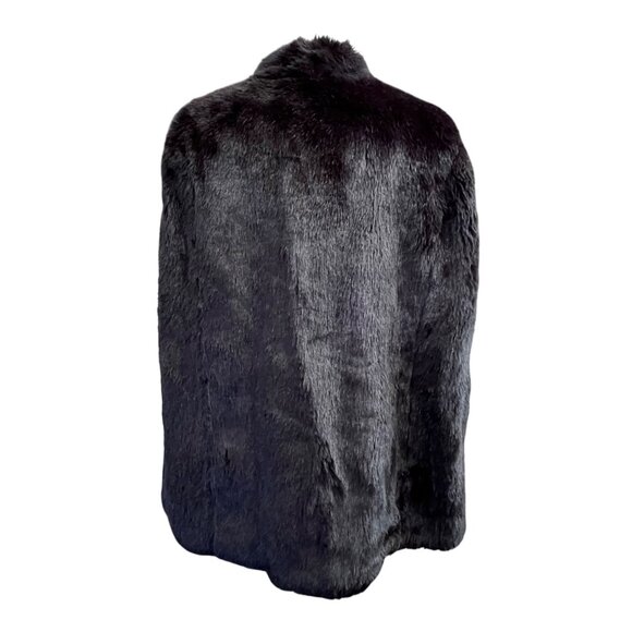 Vince Camuto Womens Black Faux Mink Fur Cape Shrug  Maximalist Money Size M‎ - Picture 2 of 8